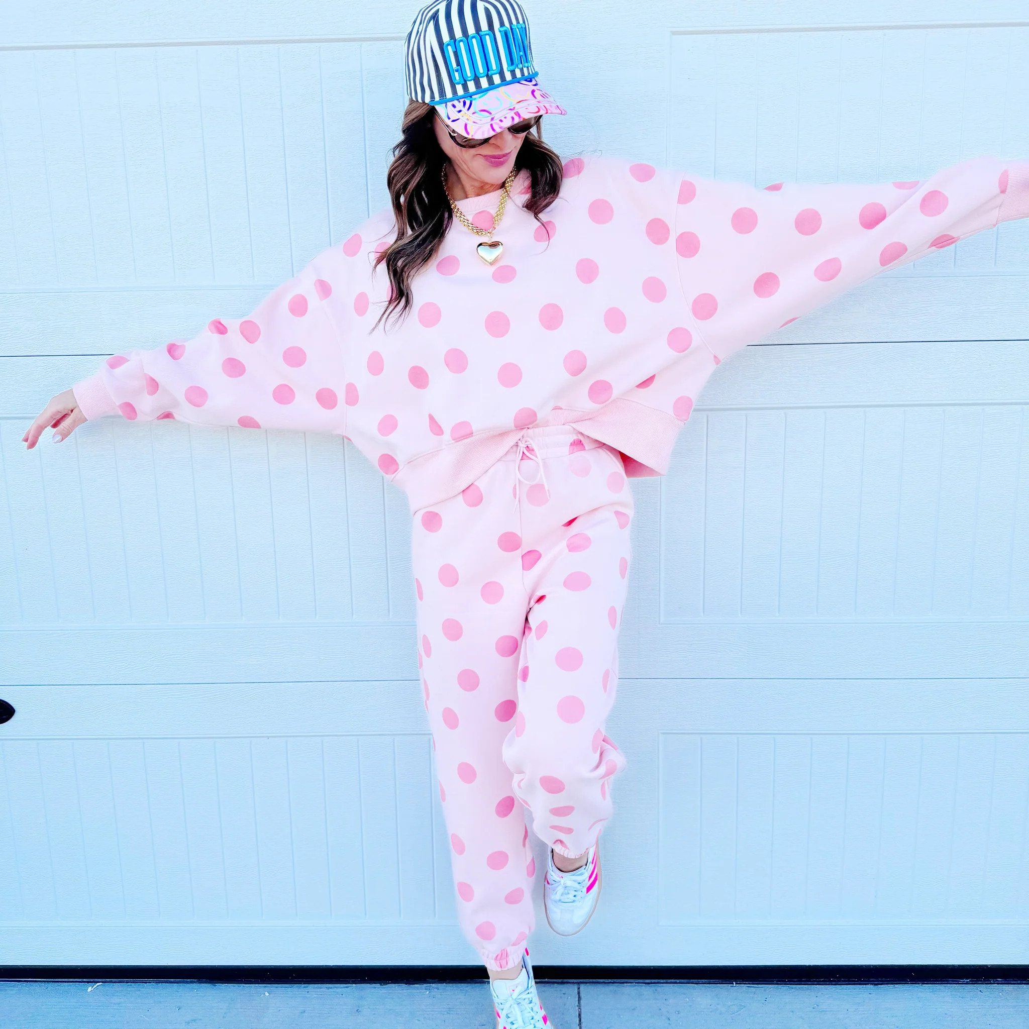 Blush Polka Dot Sweatpants - Pre Order! | Poppy & Pine