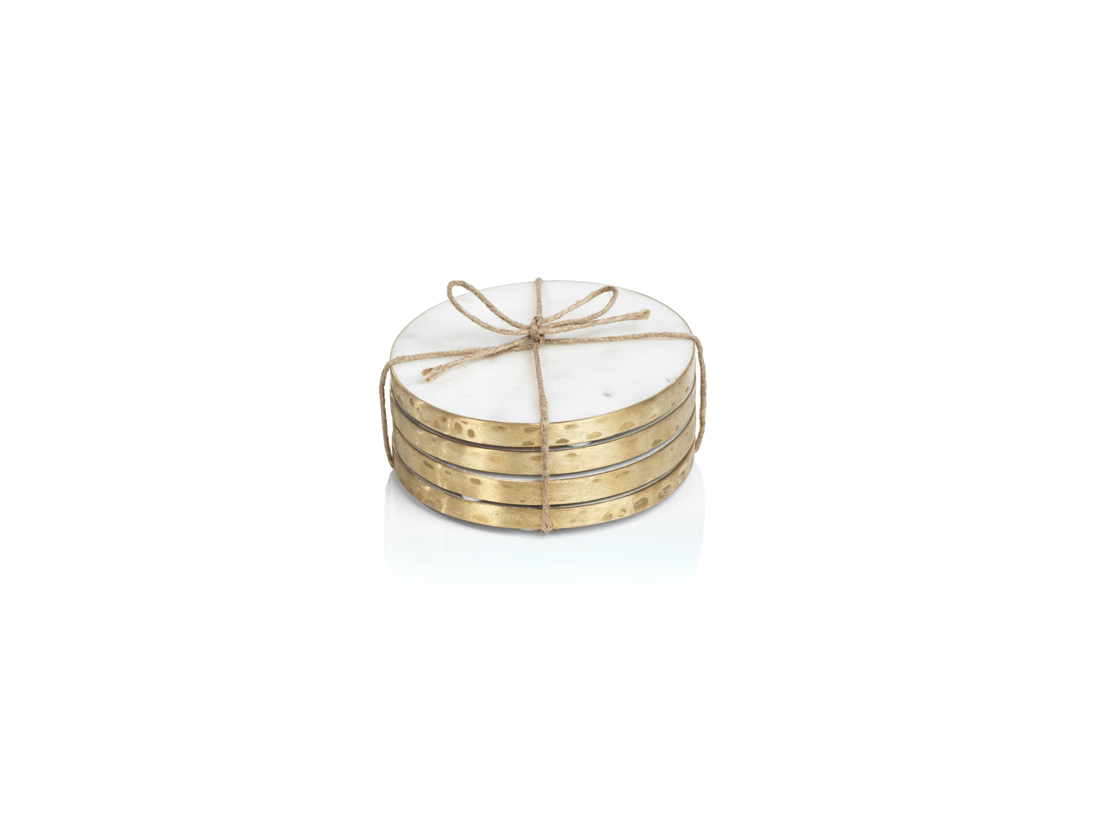 Zodax Mannara 4-Inch Round Marble Coasters, Set of 4 in White/Gold Lord & Taylor | Lord & Taylor