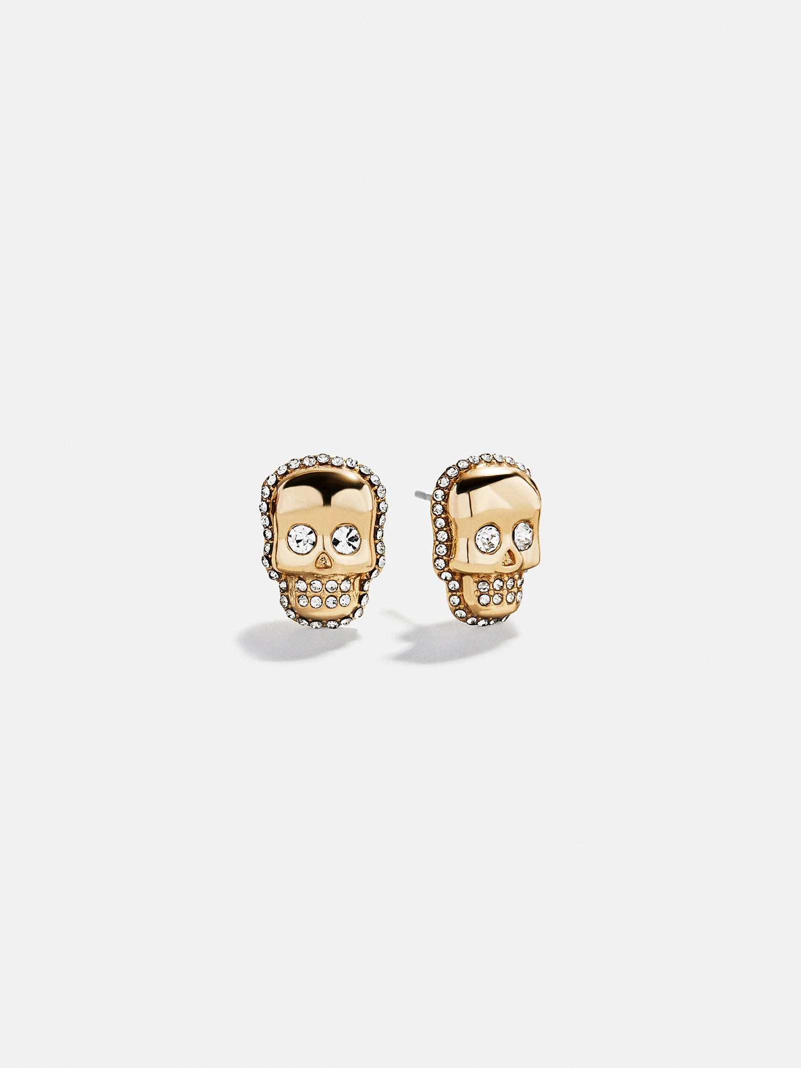 Gold and Pavé Skull Stud Earrings  - Skull | BaubleBar