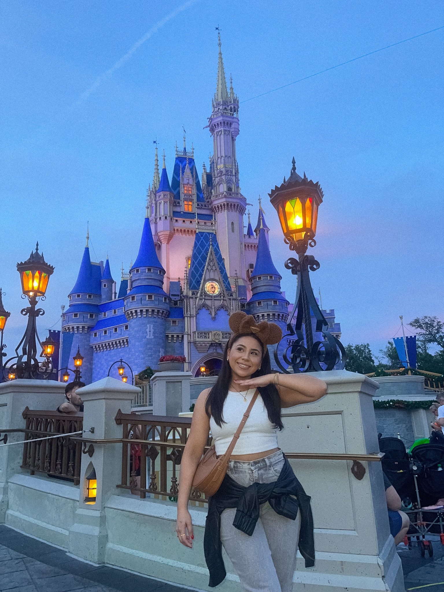 What I wore at Disney world magic kingdom ✨ 
Cropped tank: small
Abercrombie curve love jeans: 27 short 
Leather bomber jacket: xs
Sherpa mickey ears 
Polene shoulder bag 

#LTKGiftGuide #LTKsalealert #LTKstyletip