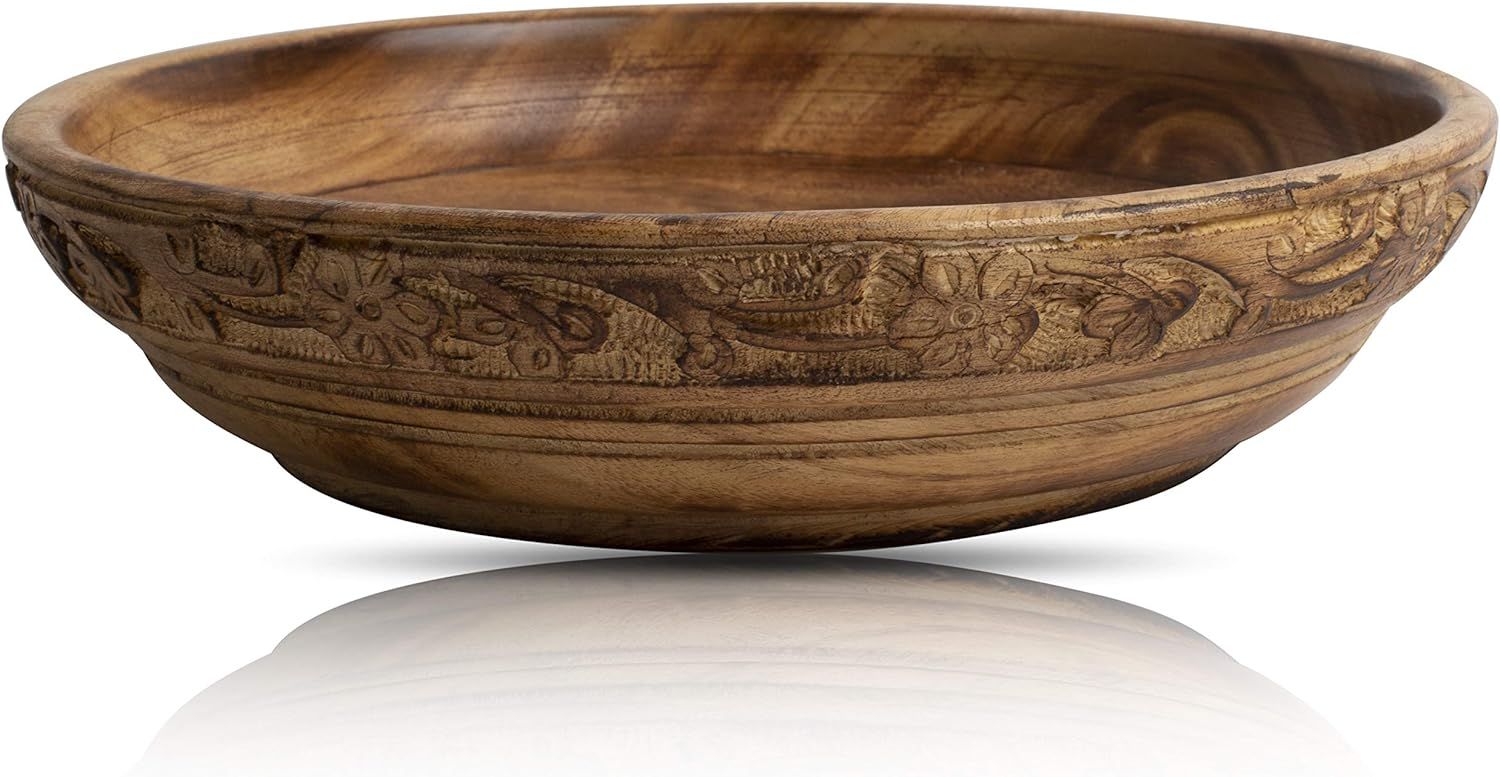 Beautiful Handmade 8" Decorative Wooden Snack Serving Bowl For Dry Fruits Chips Coffee Table Coun... | Amazon (US)
