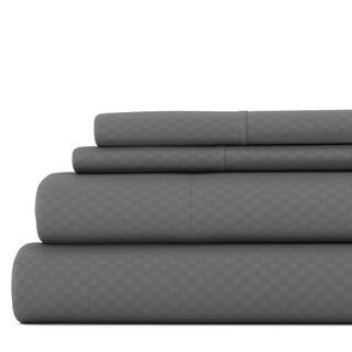 Becky Cameron 4-Piece Gray Geometric Microfiber King Sheet Set IEH-CHECK-K-GR - The Home Depot | The Home Depot
