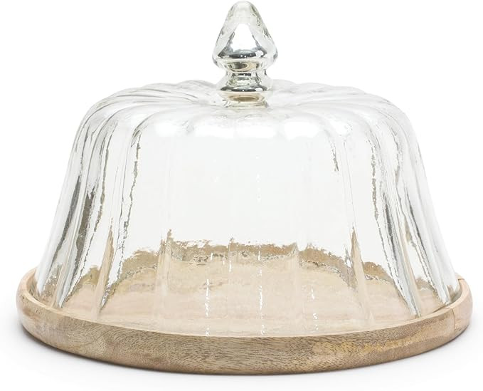 Glass with Wood Plate 9.75" d Brown Traditional | Amazon (US)