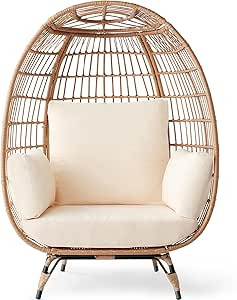 Best Choice Products Wicker Egg Chair, Oversized Indoor Outdoor Lounger for Patio, Backyard, Livi... | Amazon (US)