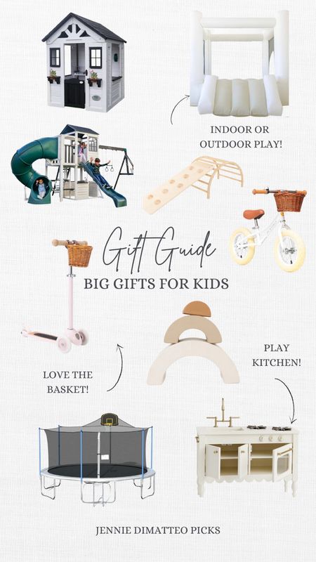 Gift guide, gift ideas, big gifts, bounce house, play set, playhouse, play kitchen, trampoline, scooter, bike 

#LTKHoliday #LTKGiftGuide #LTKSeasonal