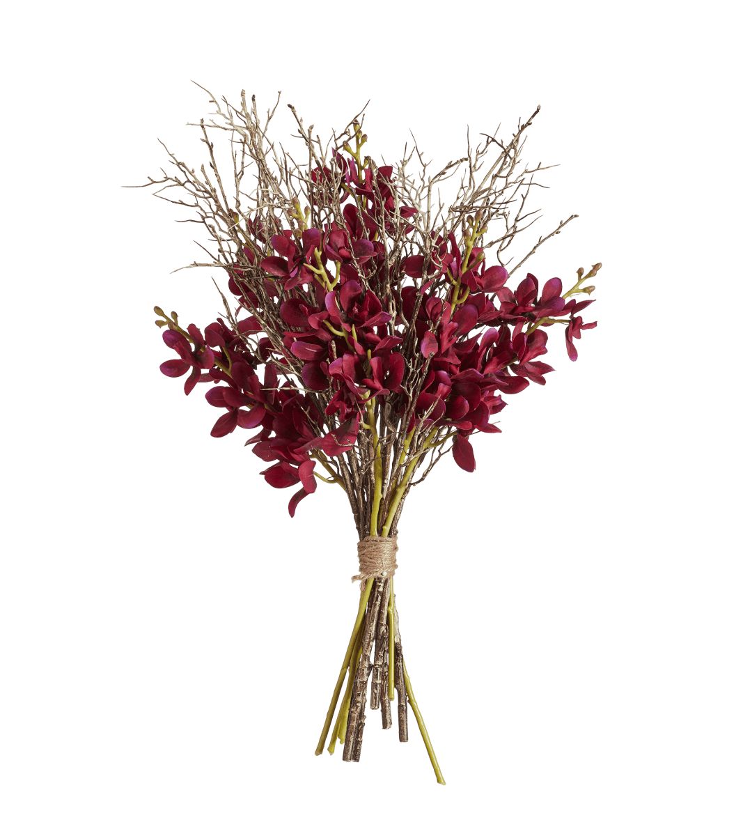 Faux Pussy Willow and Orchid Bunch - Dark Brown/Burgundy | OKA US