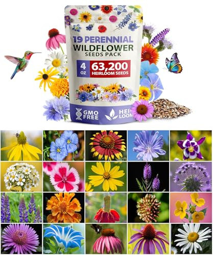 HOME GROWN 63,200+ Wildflower Seeds Bulk: (4oz) Perennial Wild Flower Seeds for Planting - Butterfly Garden Seeds for Attracting Birds & Bees - 19 Variety | Amazon (US)