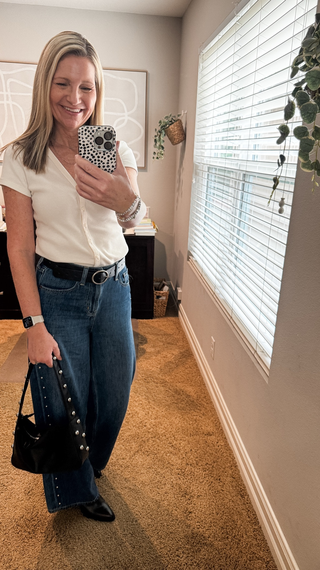 Tuesday OOTD featuring my Old Navy studded jeans and this new v-neck top from Target. My studded bag is also Target. 

#LTKFindsUnder50 #LTKootd #LTKOver40