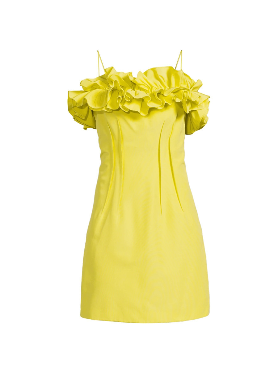 Women's Flora Ruffle Cotton-Silk Sleeveless Minidress - Zest - Size 6 | Saks Fifth Avenue