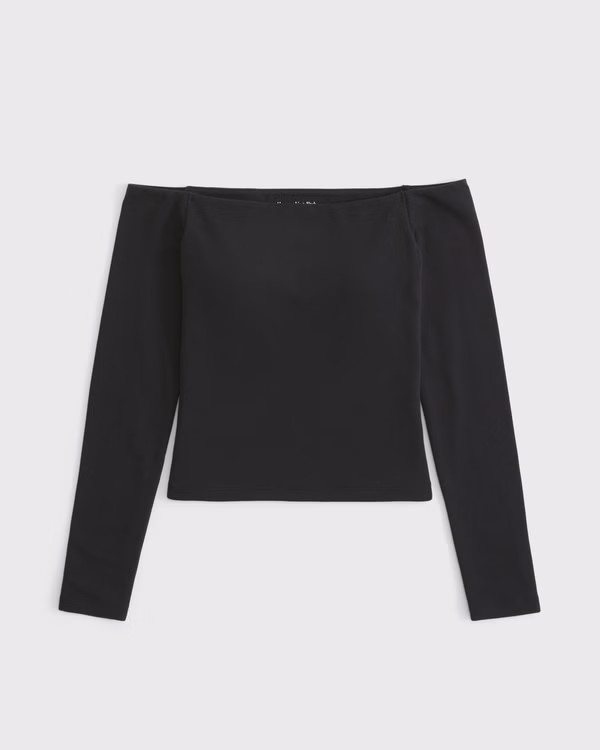 Bra-Free Off-The-Shoulder Long-Sleeve Top | Abercrombie & Fitch (US)