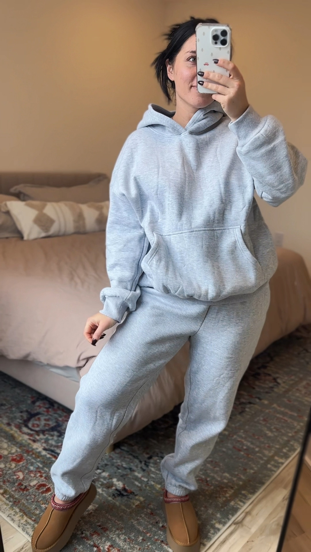 Two piece matching lounge set with grey hoodie sweatshirt and high waisted sweat pants- comfy cute outfit from Amazon, size medium

#LTKSeasonal #LTKU #LTKfindsunder100