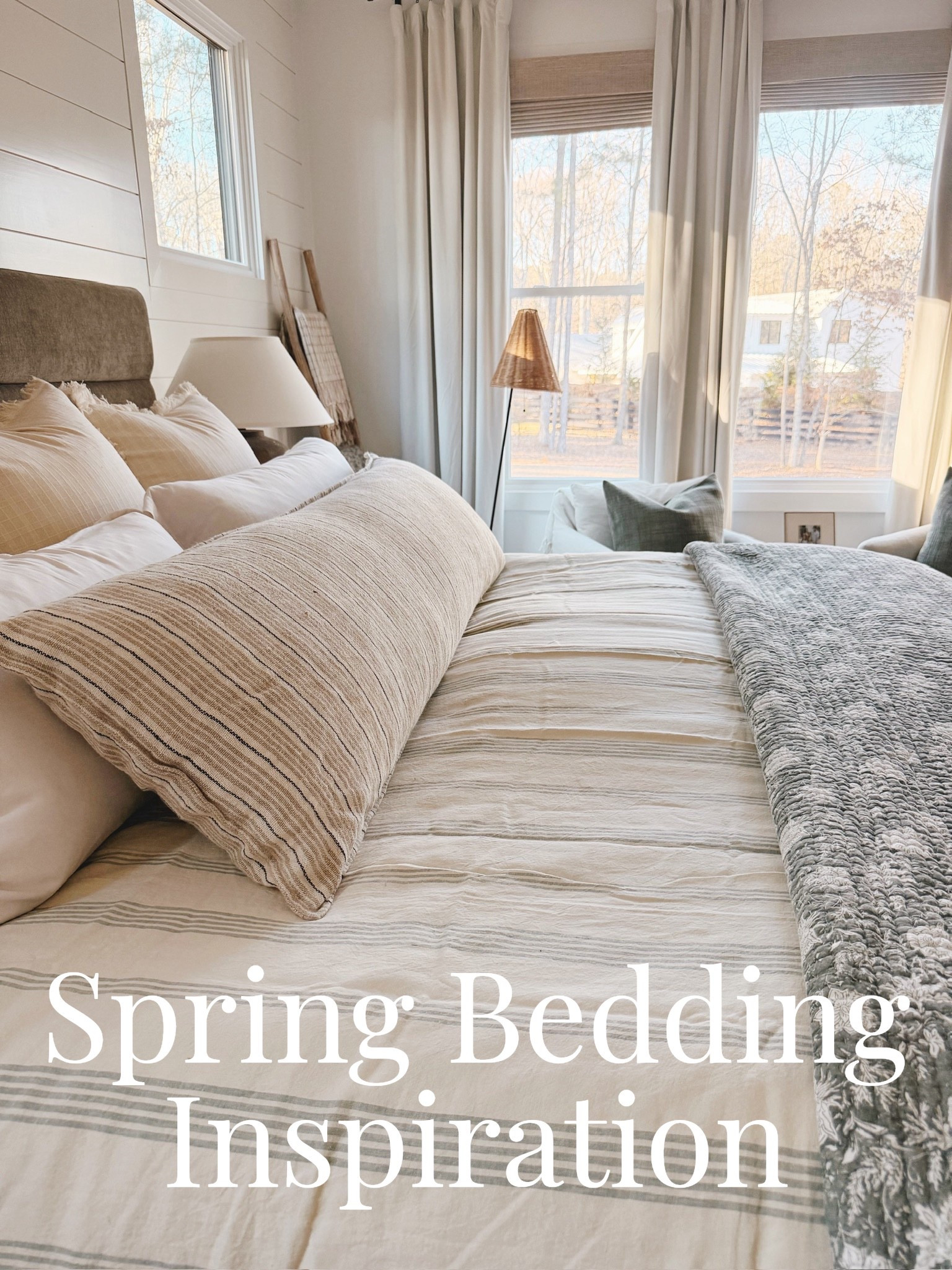 🌿 A spring bed refresh is all about softness, texture, and intentional layers.
This look pairs a cozy upholstered bed with crisp white pillows, textured shams, a striped lumbar pillow, and a lightweight patterned quilt for an effortless seasonal upgrade. Finished with a rustic wood bench, warm ceramic lamp, framed art, and a neutral rug, this bedroom feels calm, balanced, and beautifully lived-in.

#porcheandco #springbedroomrefresh #modernclassicinteriors #layeredbedding #neutralbedroomstyle #pillowstacking #cozyhomedetails #springhomeinspo

Do you want to bring our dreamy Modern Classic style interior design into your own home? 🏡 You’re in luck! Reserve our Online Interior Design packages today -> https://porcheandco.com/edesign ✨ We can’t wait to work with you & design your home with #porcheandco


#LTKHome #LTKSeasonal #LTKvlog