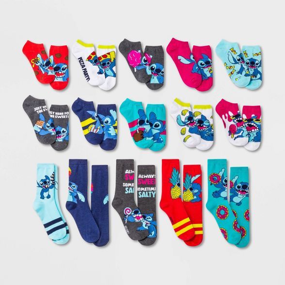 Women&#39;s Lilo &#38; Stitch 15 Days of Socks Advent Calendar - Assorted Colors 4-10 | Target