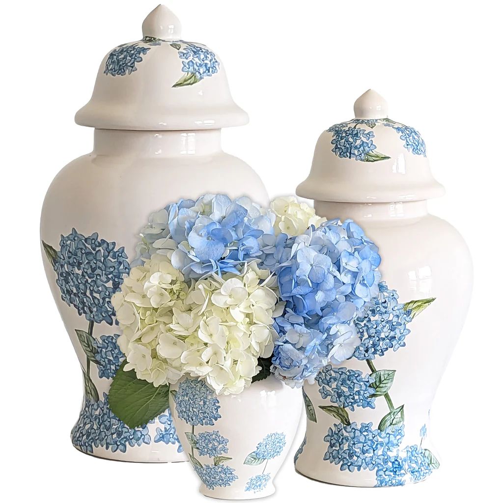 Lo Home x Chapple Chandler Ginger Jars with Hydrangea Accents | Lo Home by Lauren Haskell Designs