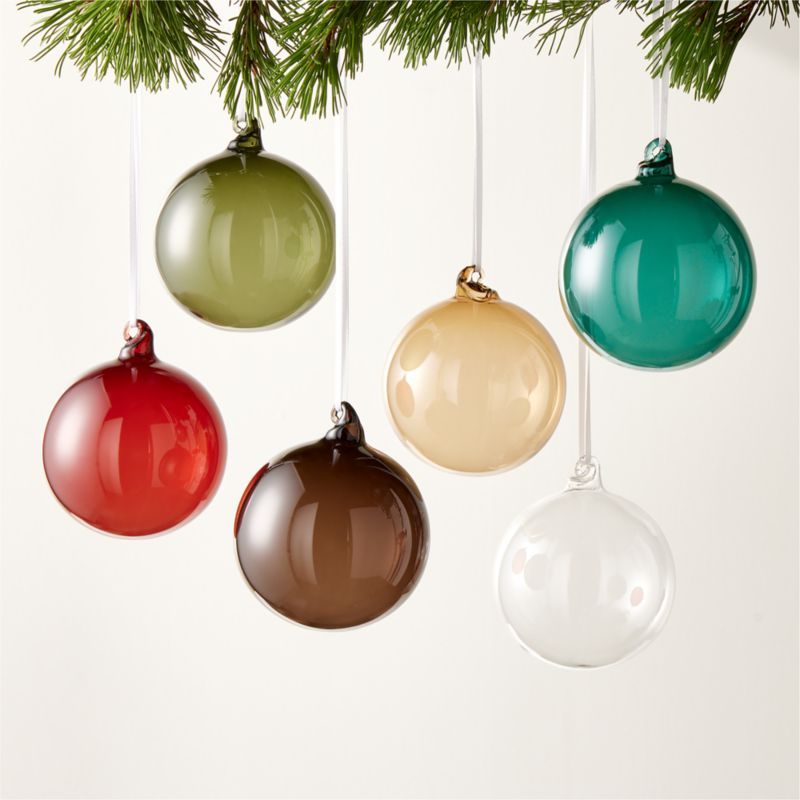 Beam Shiny Translucent Multicolor Christmas Tree Ornaments Set of 6 + Reviews | CB2 | CB2