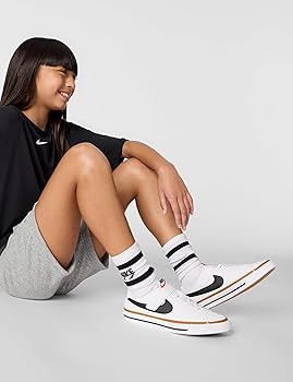 Amazon.com | Nike Unisex Kids Court Legacy, White/Black/Desert Ochre/Gum Light Brown, 13C | Sneak... | Amazon (US)