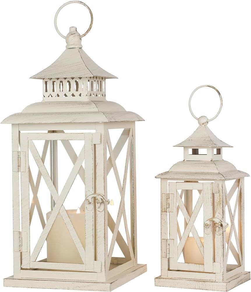 Lanterns Decorative Indoor, 2Pcs Outdoor Lantern for Front Porch, Vintage Candle Lantern Decor fo... | Amazon (US)