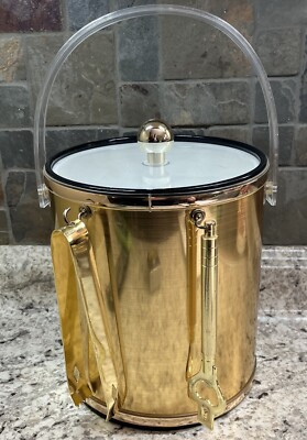 Vtg CULVER ICE BUCKET With BRASS TONGS and CAN OPENER.  LUCITE Lid, 5 Qt., NICE.  | eBay | eBay US