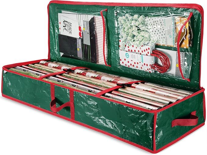 ZOBER PE Underbed Gift Wrap Organizer, Interior Pockets, fits 18-24 Standard Rolls, Underbed Stor... | Amazon (US)