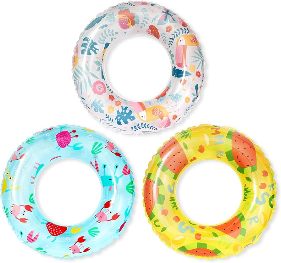 Mulic Inflatable Pool Floats for Kids Children - 3 Pack Swim Ring Tube Toys for Swimming Pool Out... | Amazon (US)