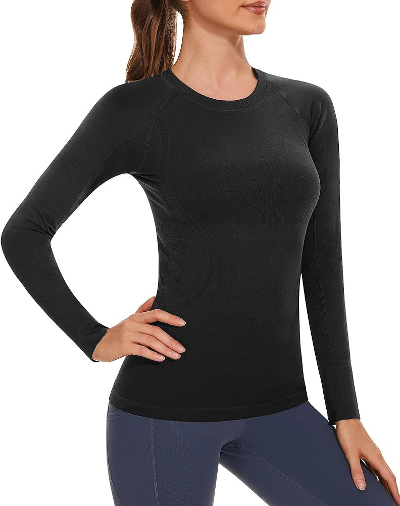 Stelle Women Workout Shirts Seamless Long Sleeve Yoga Tops with Thumb Holes for Sports Running Br... | Amazon (US)