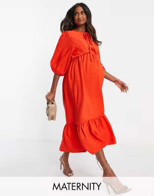 Queen Bee maternity smock dress in red | ASOS (Global)