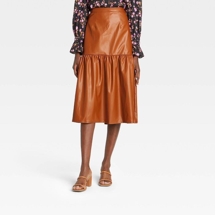 Women&#39;s Faux Leather Skirt - Who What Wear&#8482; Brown S | Target