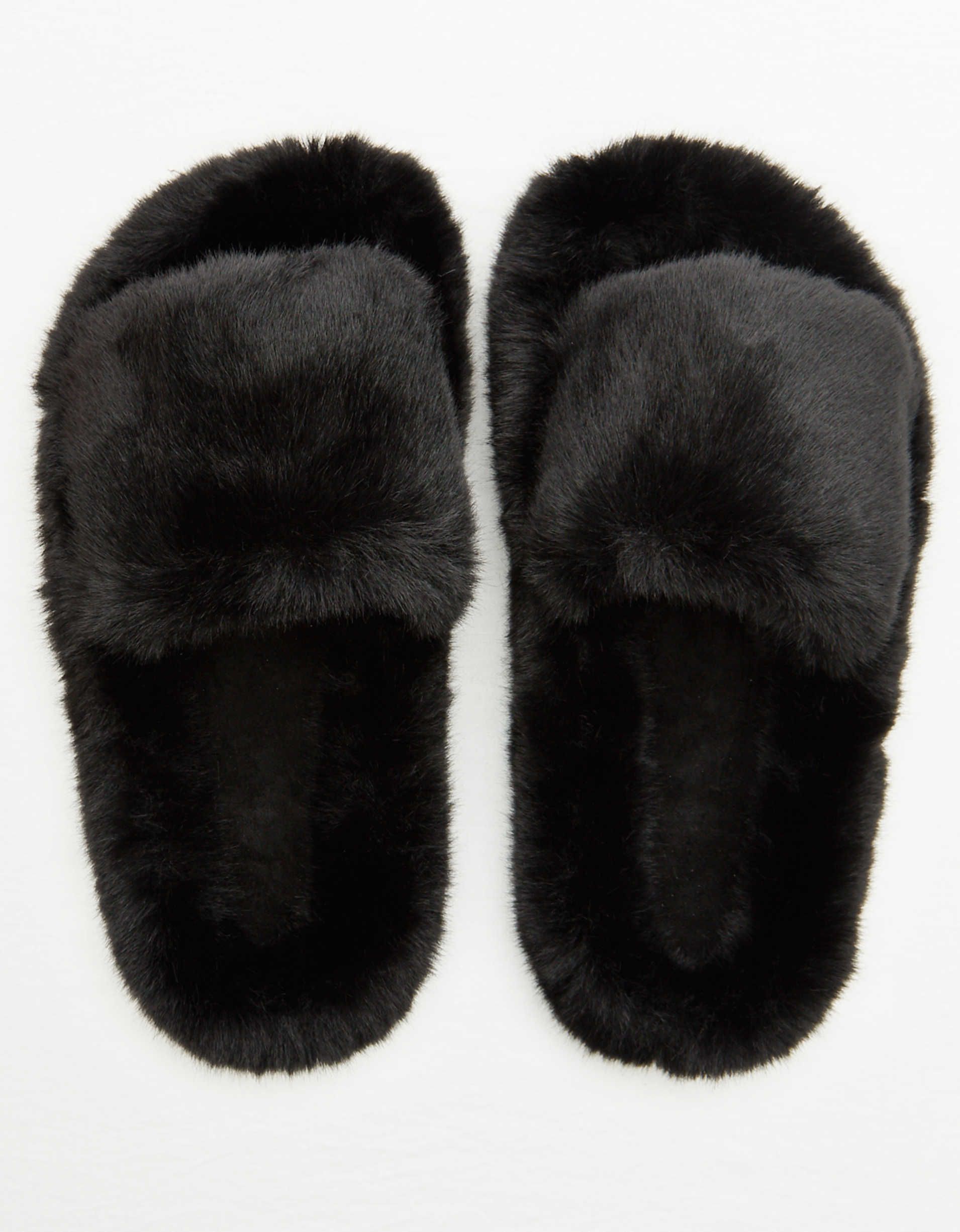 Aerie Coziest Fuzzy Fur Slides | American Eagle Outfitters (US & CA)