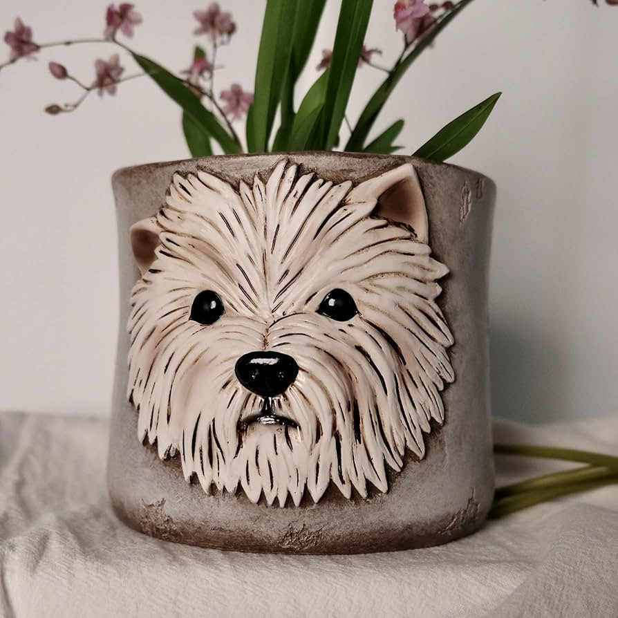 Westie Dog Planters for Indoor Plants, 6 Inch Resin Dog Face Plant Pots for Garden Decor, Succule... | Amazon (US)