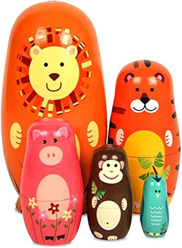 Amazon.com: Maxshop 5 Pieces 6" Tall Cute Nesting Dolls - Handmade Wooden Different Pattern Small... | Amazon (US)