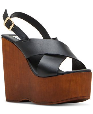 Steve Madden Women's Galaxy Wooden Platform Wedge Sandals - Macy's | Macy's