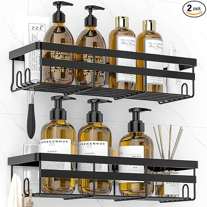 WOWBOX Shower Caddies 2 Pack - Adhesive Hanging Shower Shelf - Bathroom Organizers and Storage, N... | Amazon (US)