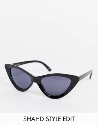 ASOS DESIGN cat eye bevelled sunglasses in shiny black | ASOS IE