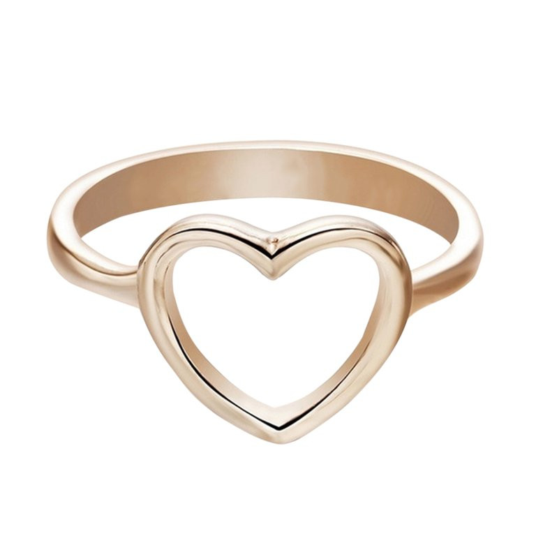 Hollow Heart-shaped Women Ring Alloy Adjustable Joint Ring Woman Girl Jewelry Accessories, Gold | Walmart (US)