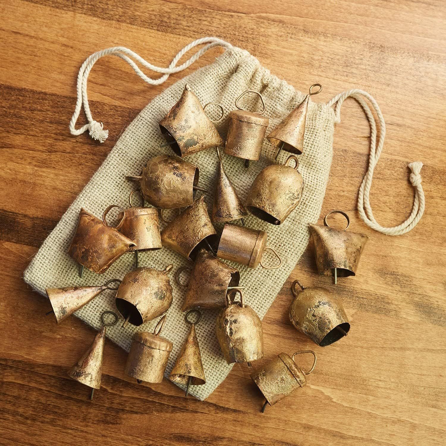 ART & ARTIFACT Noah Bells Set of 20 Hand Made Harmony Bells Temple Bells in Burlap Bag, 1 1/2" | Amazon (US)