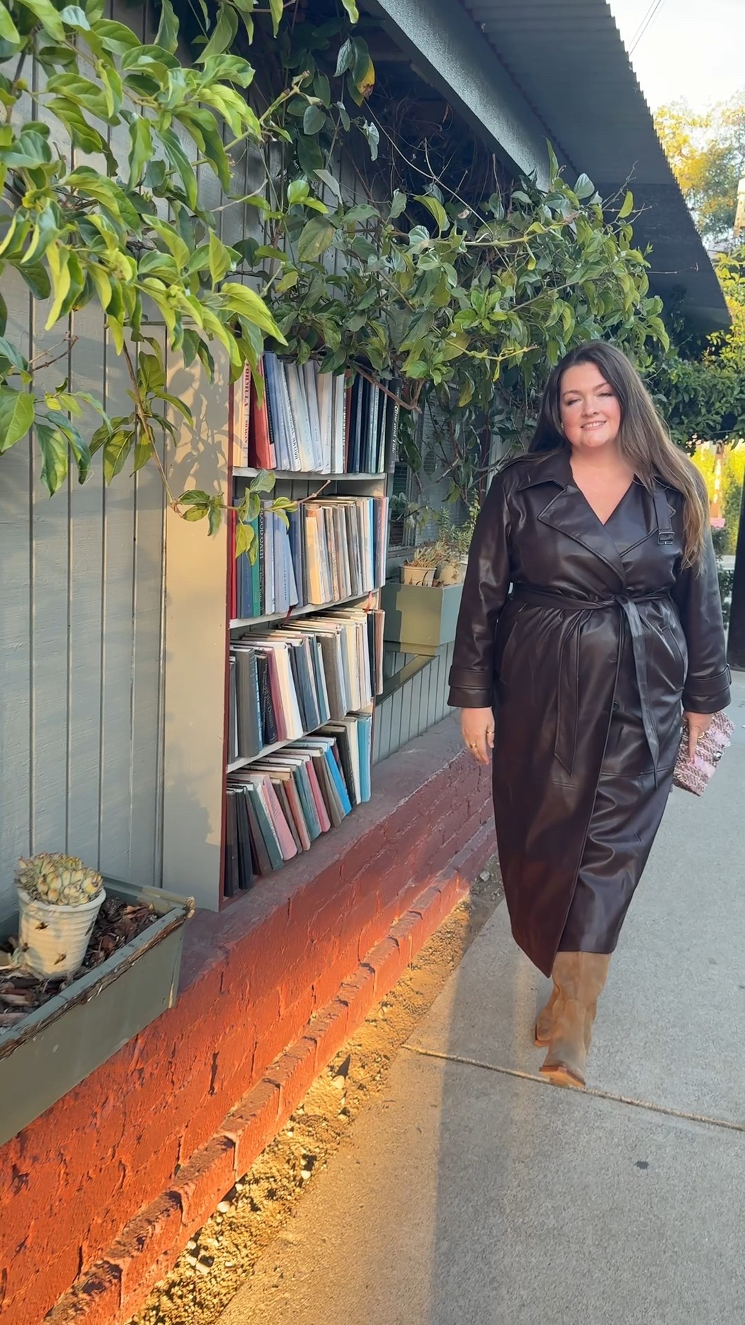 Thanksgiving outfit idea - vegan leather brown trench on major sale. Abercrombie style goes up to an XXXL. Wearing dolce vita wide calf boots. 

#LTKHoliday #LTKPlusSize #LTKSeasonal