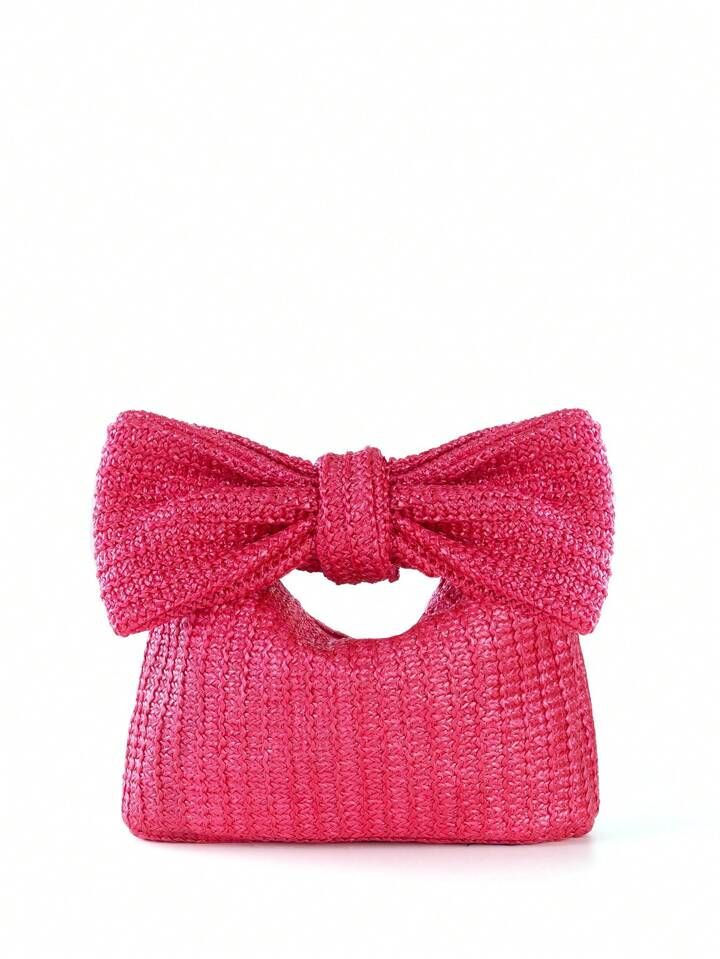 Bowknot Woven Solid Color Tote Bag Suitable For Women Daily Use | SHEIN