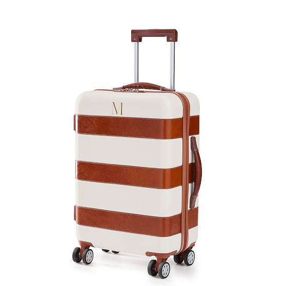Striped Leather Carry-On Luggage | Mark and Graham