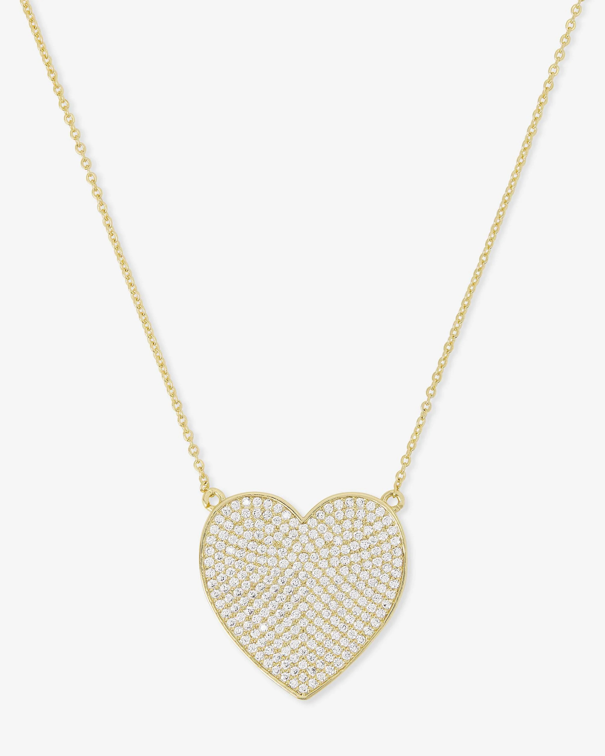 XL You Have My Whole Heart Pavé Necklace 15" - Gold|White Diamondettes | Melinda Maria Jewelry