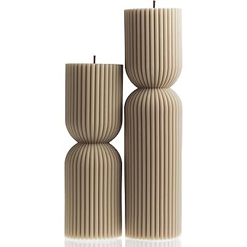 LAWA Hourglass Pillar Candle - Large Beautiful Handmade Pillar Scented Soy Wax Candle Elegant Bub... | Amazon (US)
