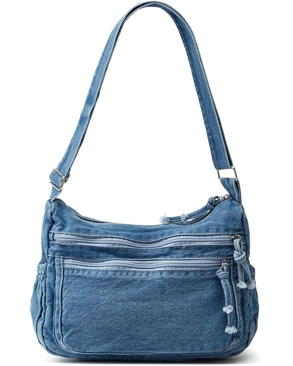 Women's Retro Large Canvas Denim Shoulder Bag Denim Crossbody Handbags Casual Style Lightweight T... | Amazon (US)