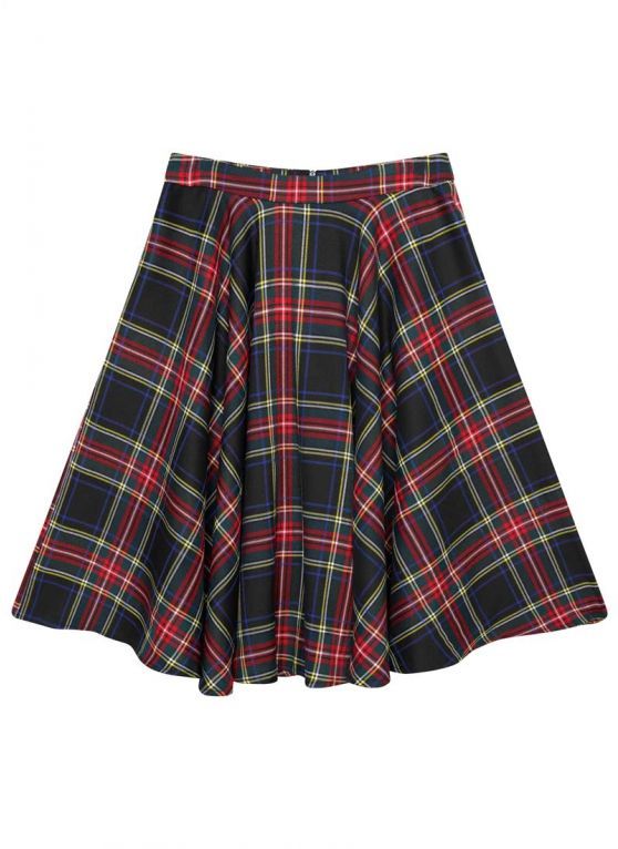 Shirley Tartan Full Circle Skirt - Navy | Joanie