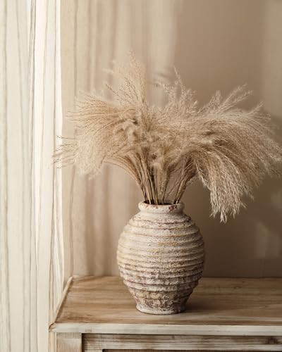 Jersinwei Ceramic Rustic Vase for Decor - 8.4Inch Farmhouse Vases - Decorative Vase for Home Decor, Boho, Wabi-sabi - Oatmeal Milkshake | Amazon (US)