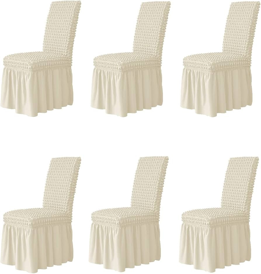 Dining Chair Covers with Skirt, Chair Covers for Dining Room Set of 6, Durable Washable High Elas... | Amazon (US)