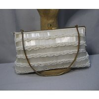 Vintage White Sequin Beaded Purse With A Gold Tone Chain Handle | Etsy (US)