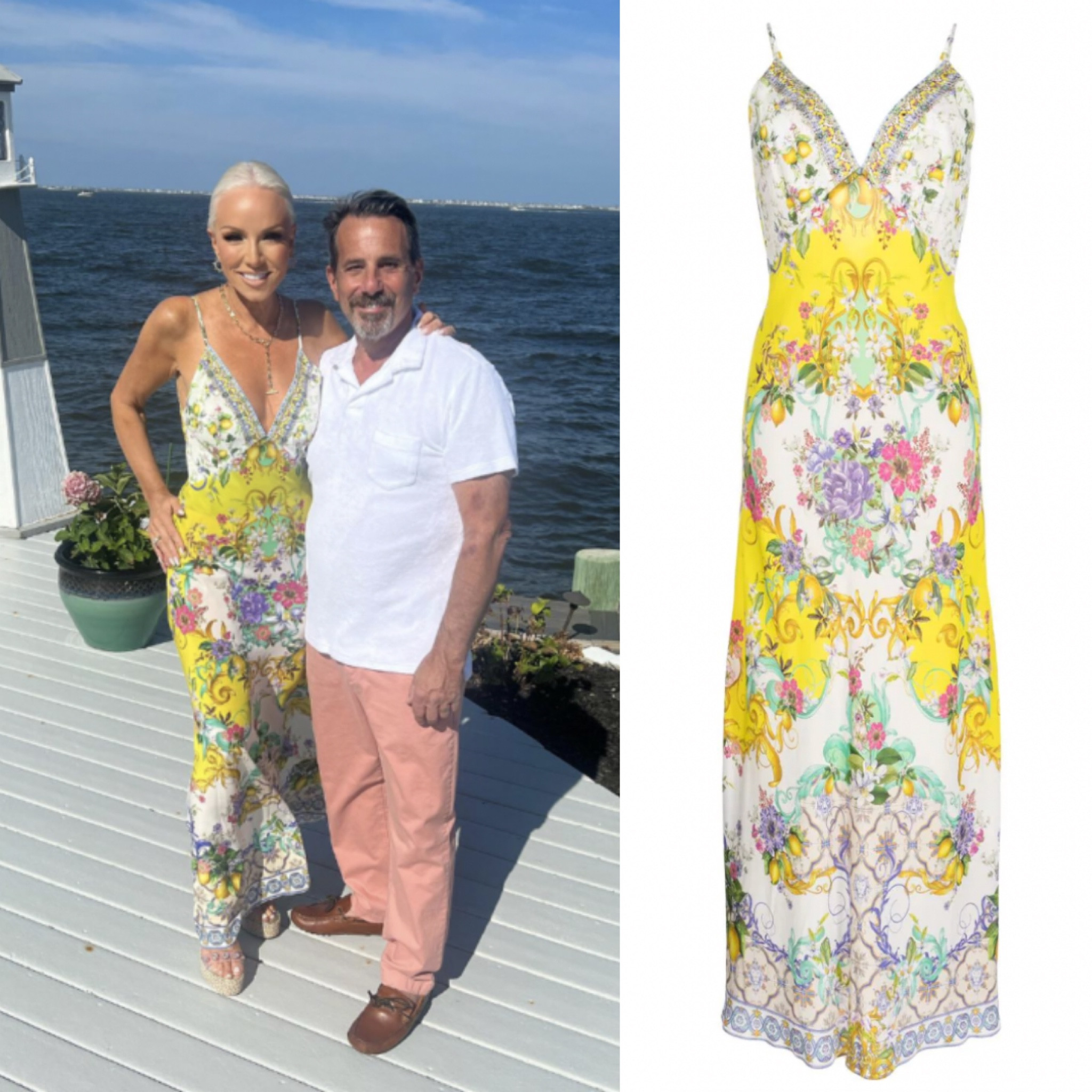 Margaret Joseph’s’ Yellow and White Printed Maxi Dress 📸 = @therealmargaretjosephs
