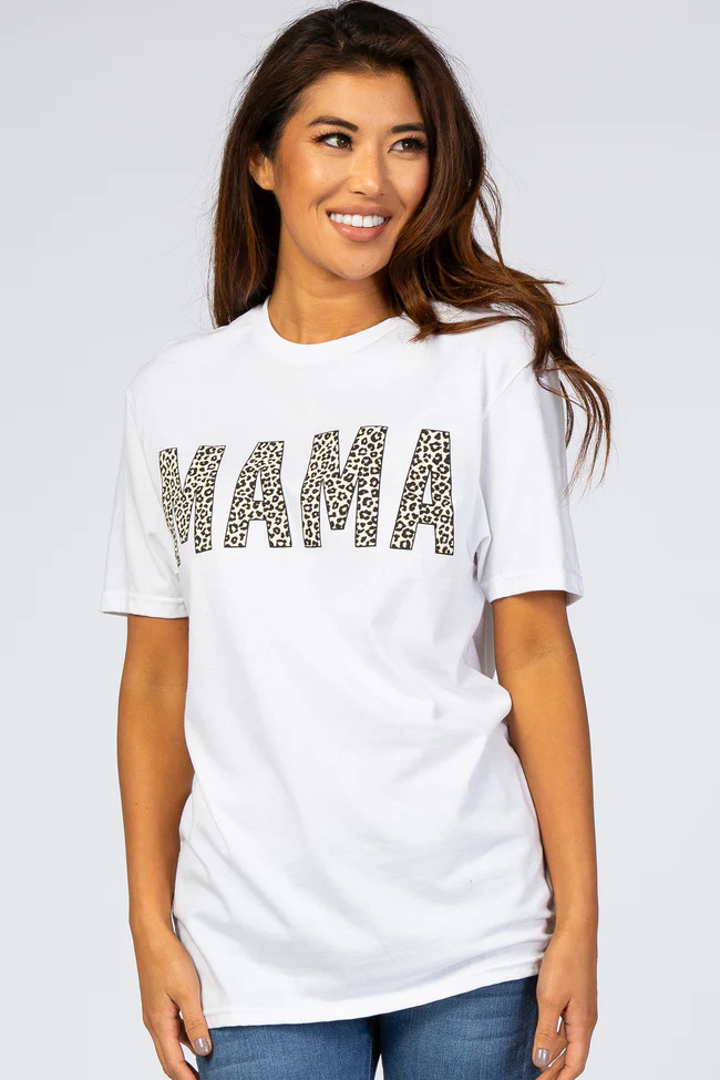 White Animal Print "Mama" Graphic Top | PinkBlush Maternity