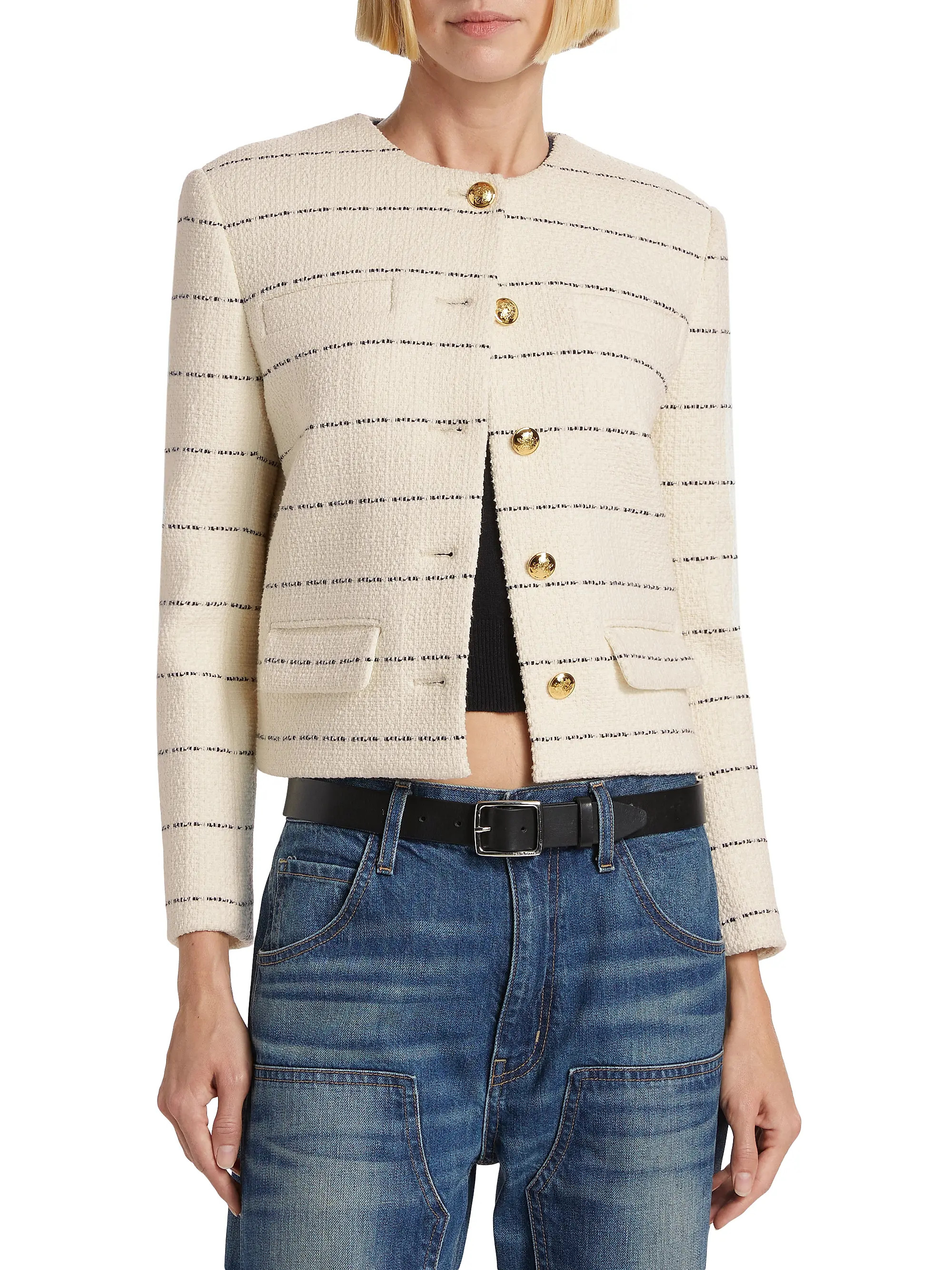 Paige Striped Cotton-Blend Jacket | Saks Fifth Avenue