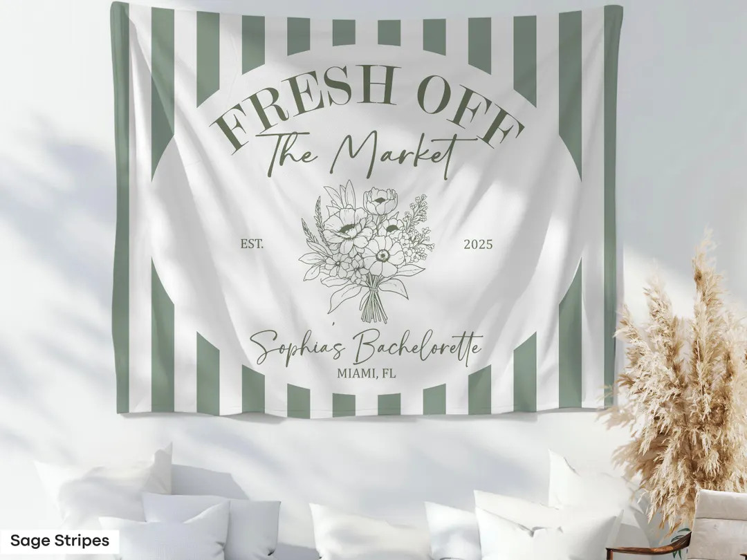 Fresh off the Market Tapestry Personalized Garden Flower Bachelorette Party Banner Decor Farmers ... | Etsy (US)