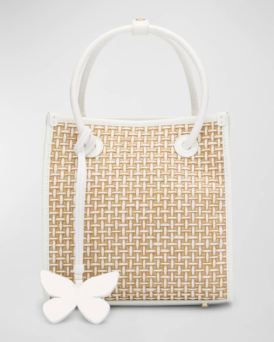 Mini North-South Raffia Tote Bag | Neiman Marcus